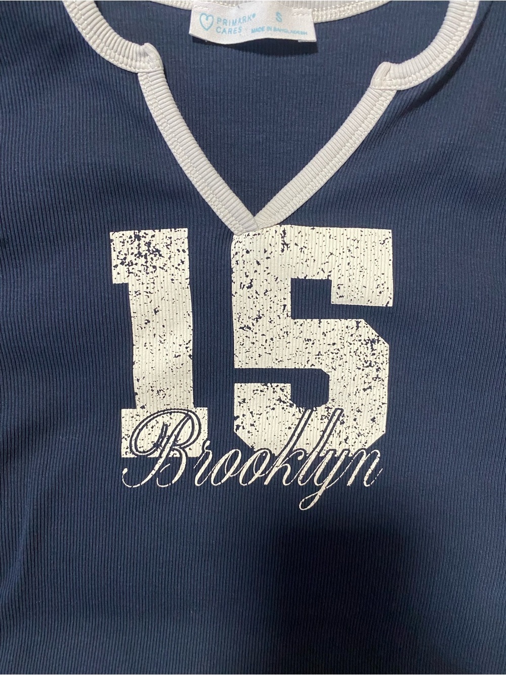 Primark Navy and White '15 Brooklyn' Short Sleeve Tee - Picture 2 of 6